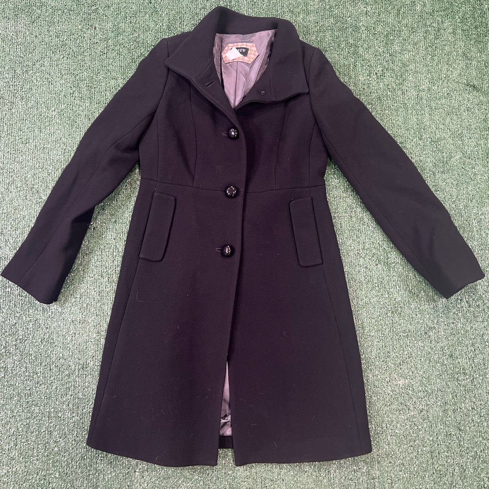 J. Crew Black Wool Peacoat Coat